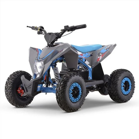 T-Max Roughrider 2025 1100w 36v Nardo Grey/Blue Kids Midi Electric Quad Bike