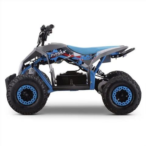 T-Max Roughrider 2025 1100w 36v Nardo Grey/Blue Kids Midi Electric Quad Bike