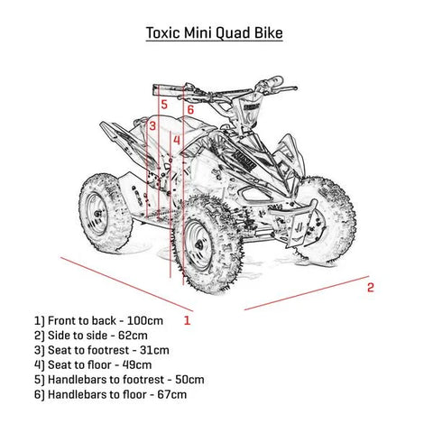 Toxic 50cc Red Kids Mini Petrol Quad Bike