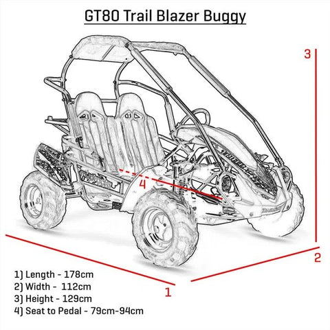 GT80 Trail Blazer 200cc Red Midi Off Road Buggy