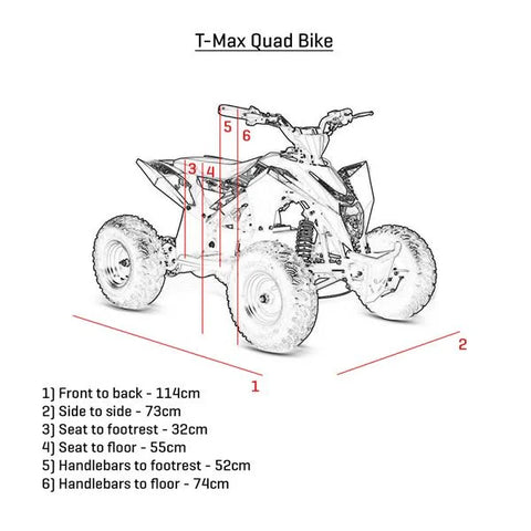 T-Max Roughrider 2025 1100w 36v Nardo Grey/Blue Kids Midi Electric Quad Bike