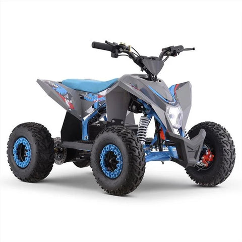 T-Max Roughrider 2025 1100w 36v Nardo Grey/Blue Kids Midi Electric Quad Bike