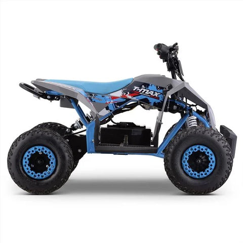 T-Max Roughrider 2025 1100w 36v Nardo Grey/Blue Kids Midi Electric Quad Bike